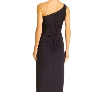 open lace back dress Geneva One Shoulder Wrap Maxi Dress Black